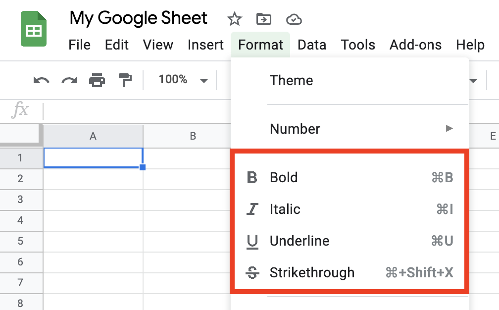 Google Sheet All Shortcut 